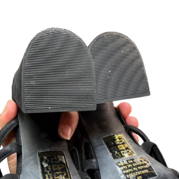 Free People Colette Cinched Leather Black Heeled Sandals Size 9M /40 - Picture 7 of 7